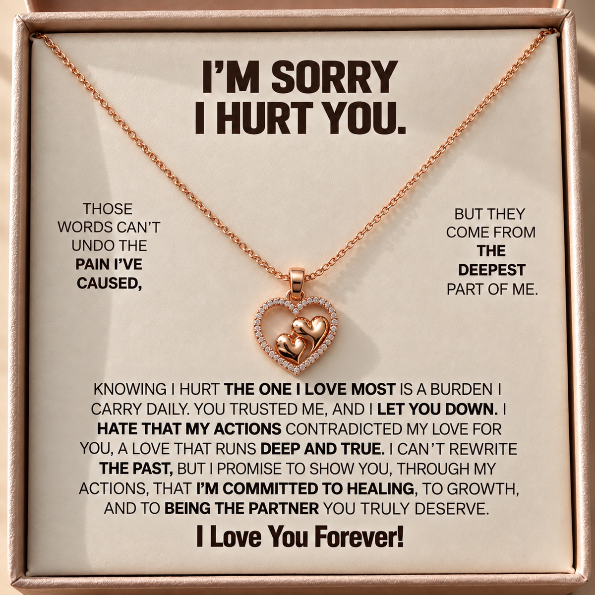 Double hearted pendant set - For Women